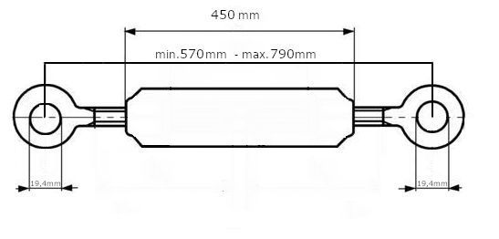Łącznik górny cięgno śruba rzymska 570-790mm kat. 1 M24x3mm