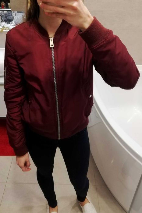Kurtka bomber bordowa
