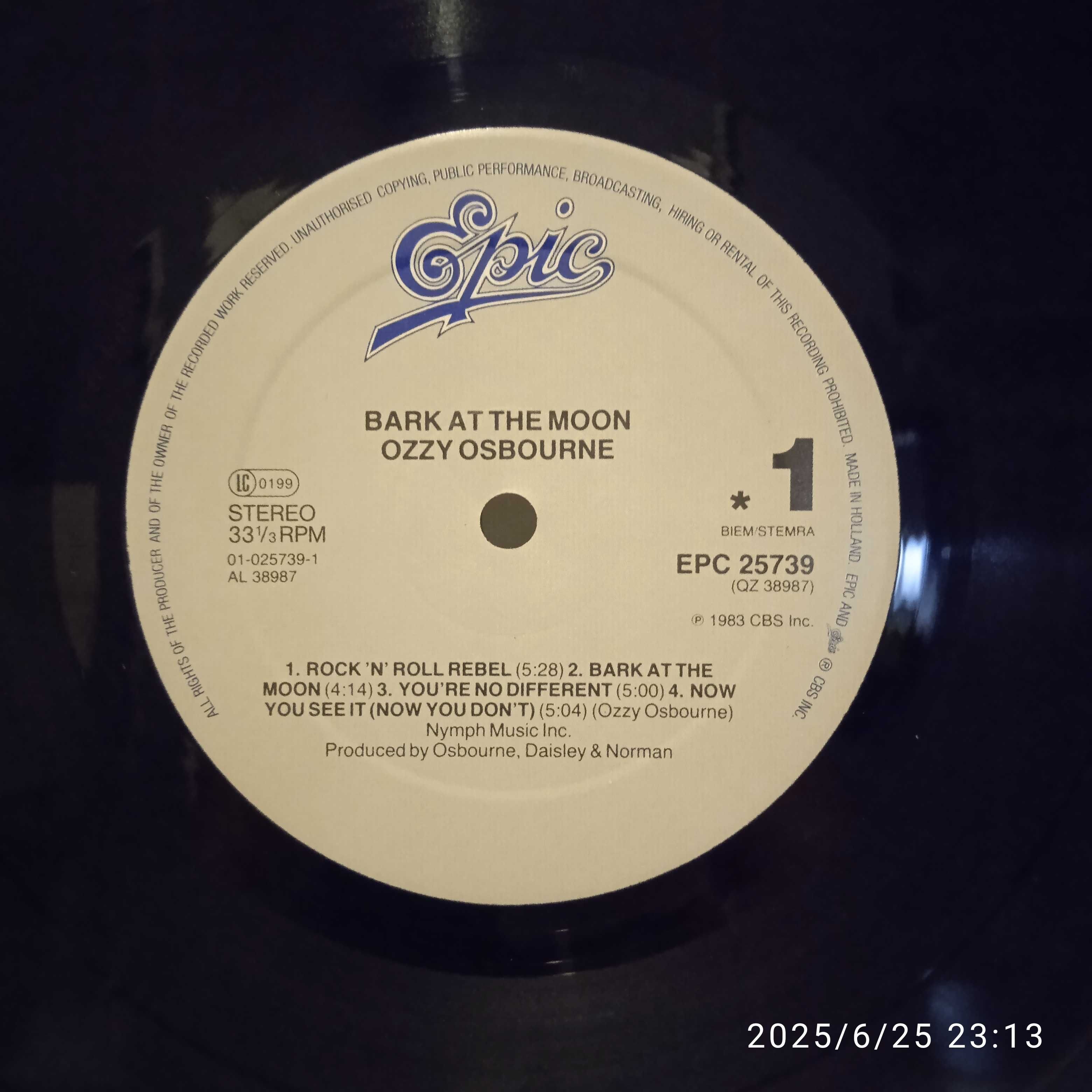 Пластинка группы Ozzy Osbourne
