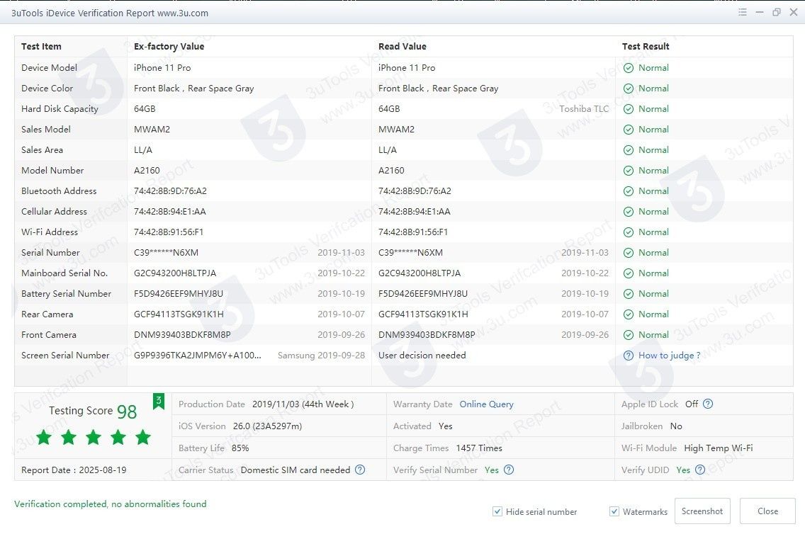 Смартфон Apple iPhone 11 Pro 64Gb