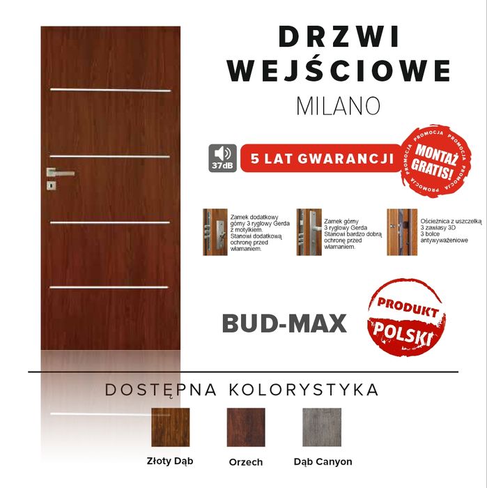 Drzwi wejściowe antywłamaniowe do bloku i domów.