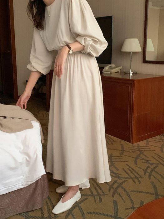 Sukienka Maxi Z Bufiastymi Rękawami Dazy L