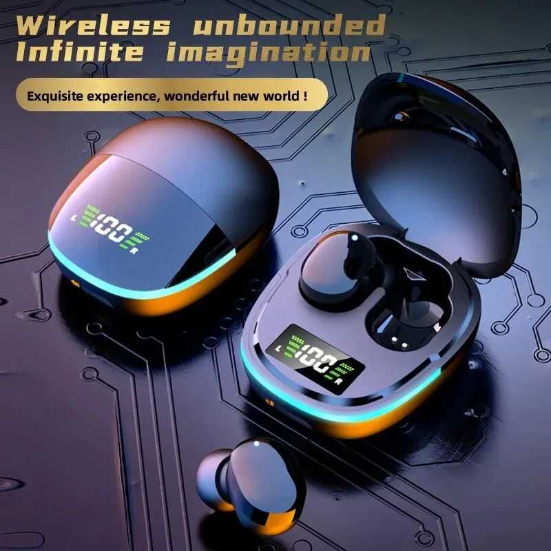 Auriculares Bluetooth sem fios com microfone, ecrã LED