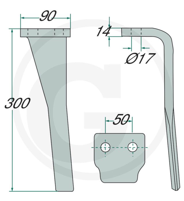 Ząb brony aktywnej Moreni Landsberg Sicma RH71 Lewy Prawy