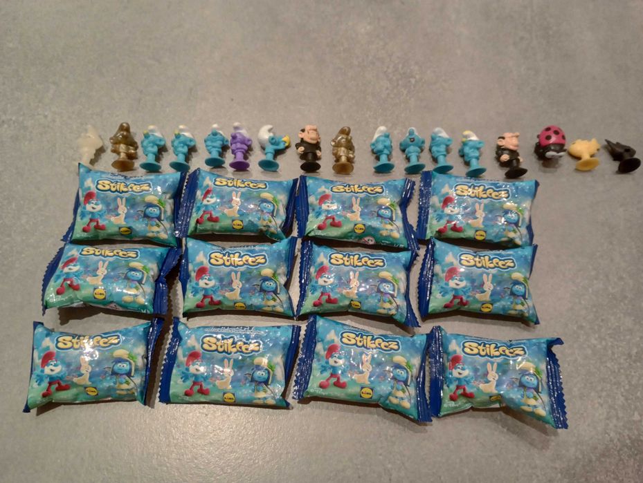 Stikeez Smerfy ZESTAW 24 SZTUKI (12szt NOWE nieotwarte+12szt otwarte)