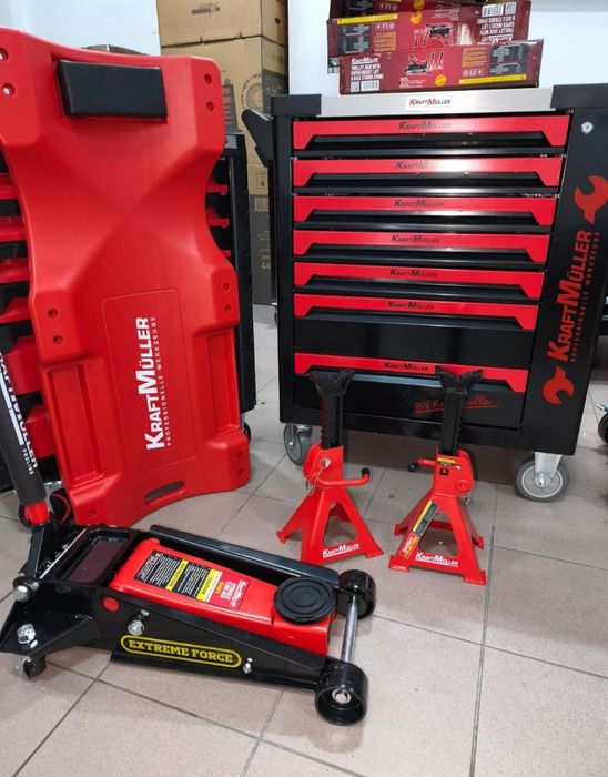 Carrinho de farramentas kraft Muller 7 gavetas 6 cheias com chaves