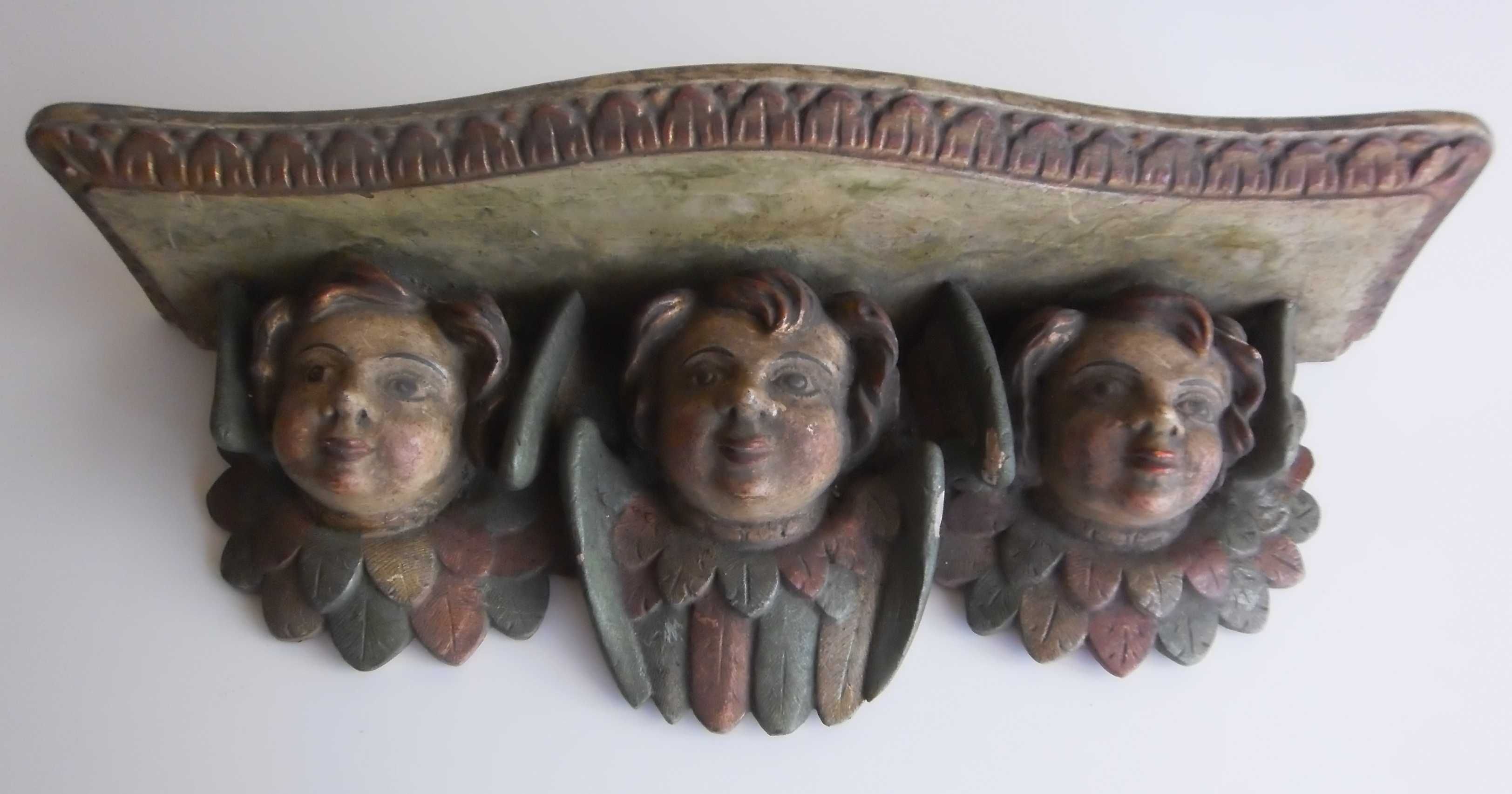 Arte Sacra Séc XIX/XX: Mísula 3 faces de serafins em talha policromada