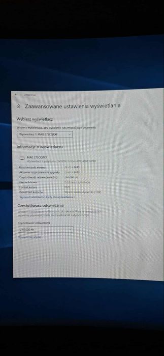 Monitor MSI MPG 275CQRXF zakrzywiony do gier 27 cali, 2K 240Hz
