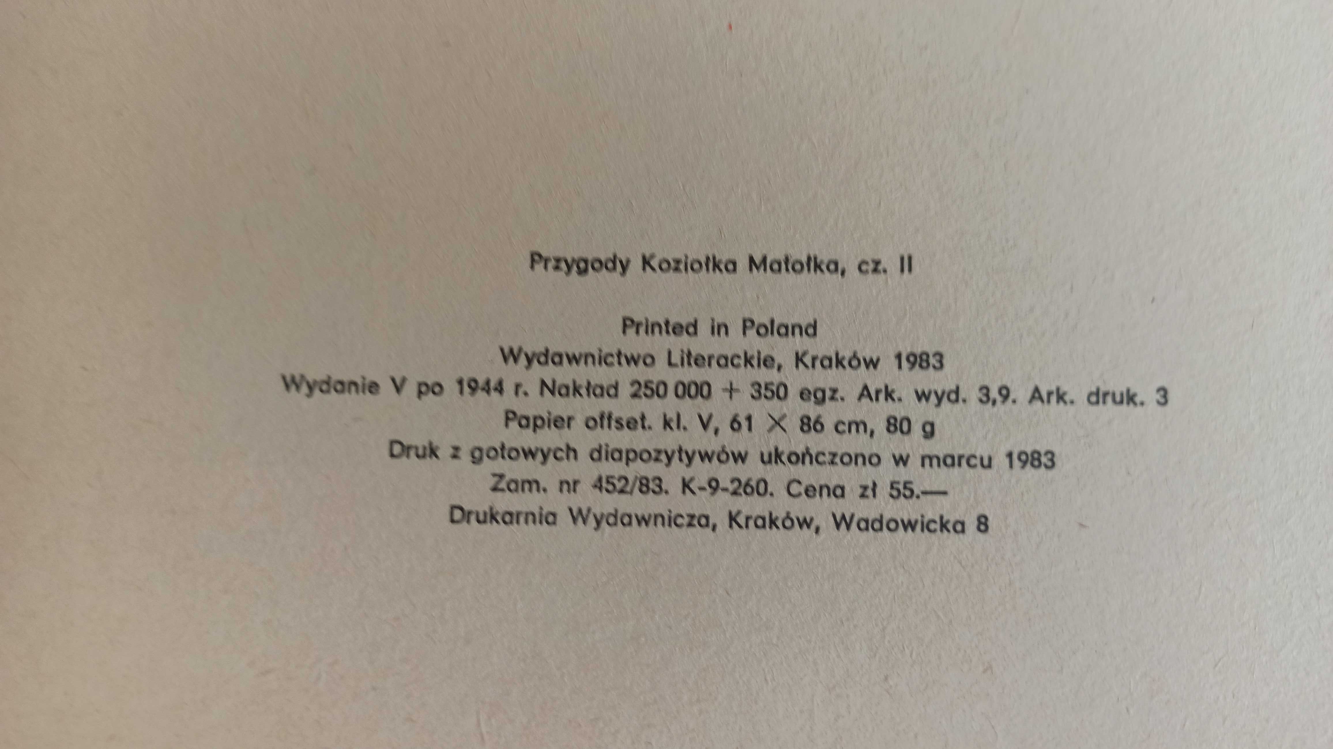 Przygody Koziołka Matołka 2ga Księga 1983r Stan kolekcjonerski