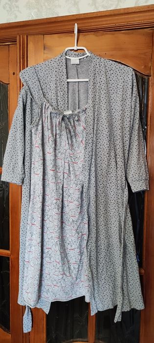 Сорочка для родов распашонка для беременной кормящей хлопок Халат