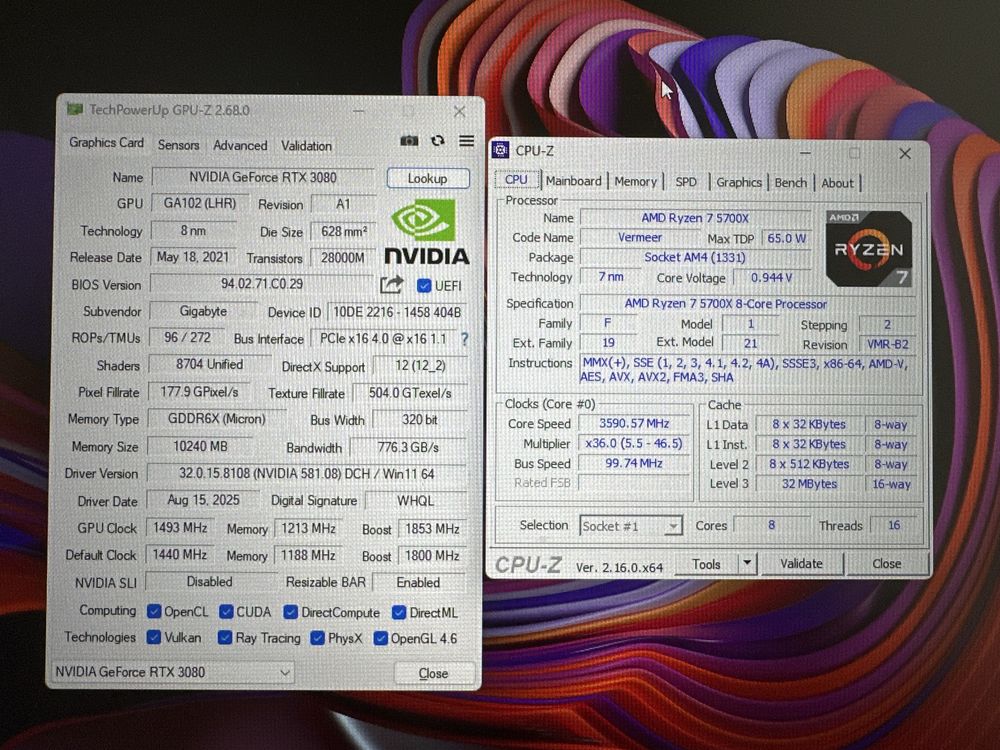 пк, r7 5700x RTX3080 VISON OC