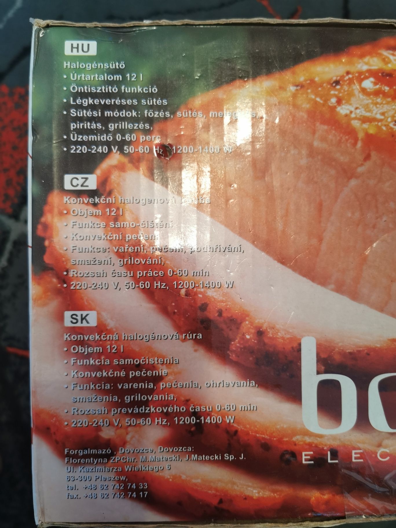 Opiekacz halogenowy konwekcyjny 12l  Firmy Botti