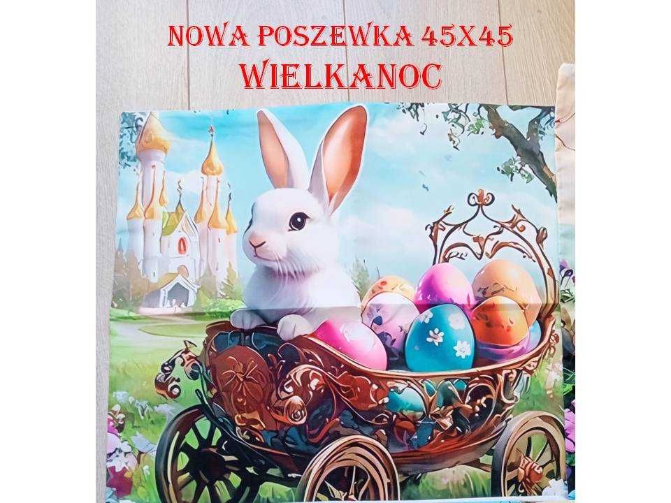 Nowa wielkanocna poszewka na poduszkę o wymiarze 45x45.