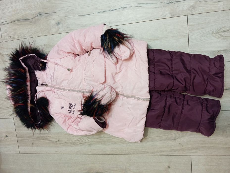 Зимовий костюм для дівчинки комбінезон і пальто