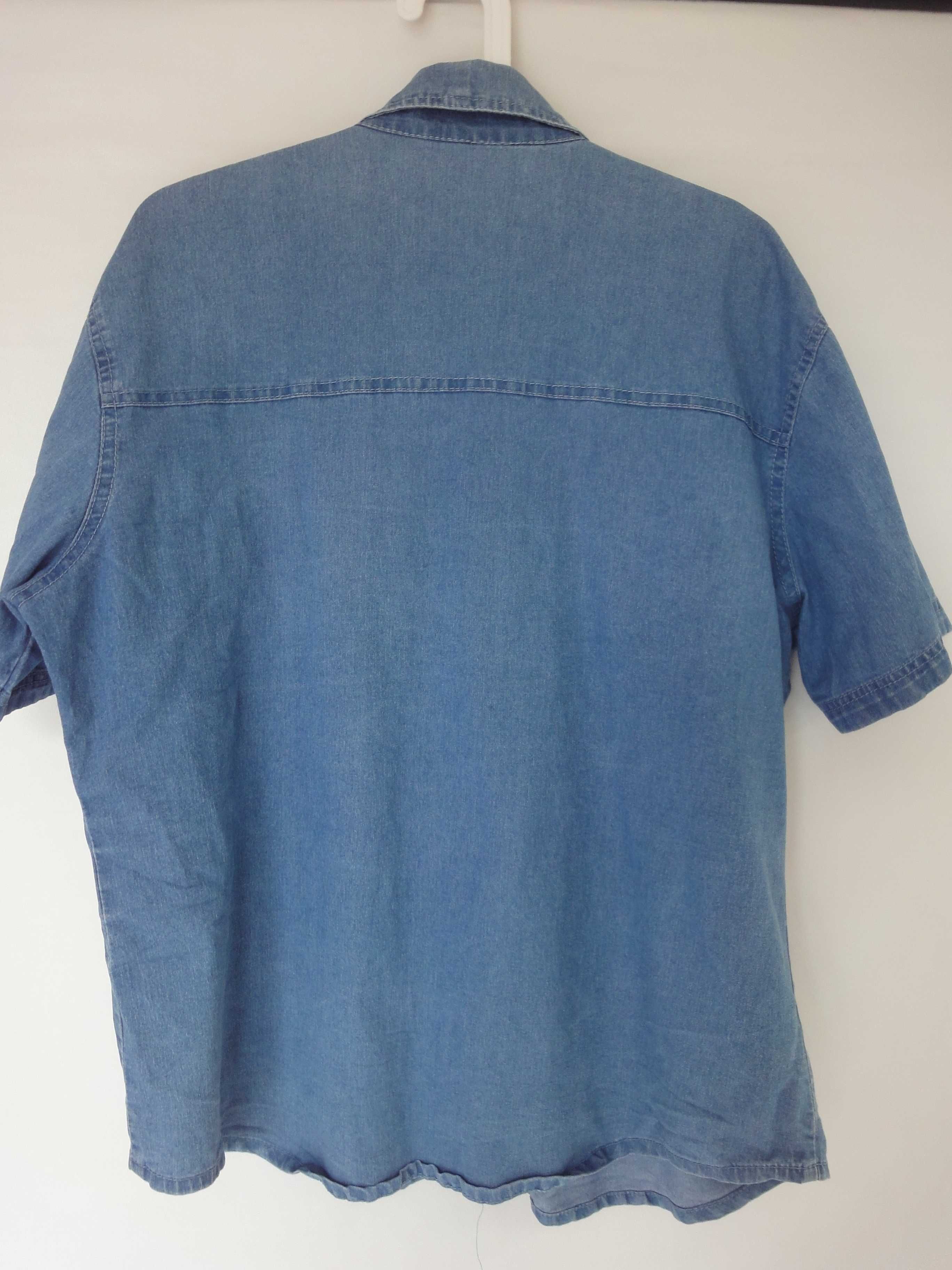 Jeansowa niebieska  koszula zdobiona cekinami / wdzianko – O&S 5XL