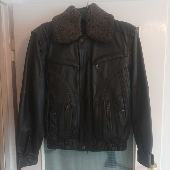 Kurtka męska czarna skóra wiosna jesień zima roz L