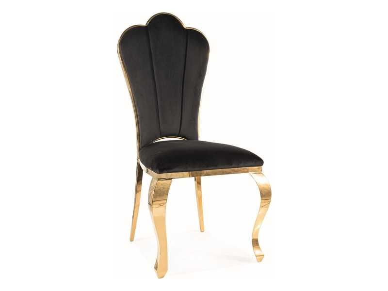 Krzesła KRÓLEWSKIE WELUR  czarne, beż , ZŁOTE nogi PIĘKNE glamour
