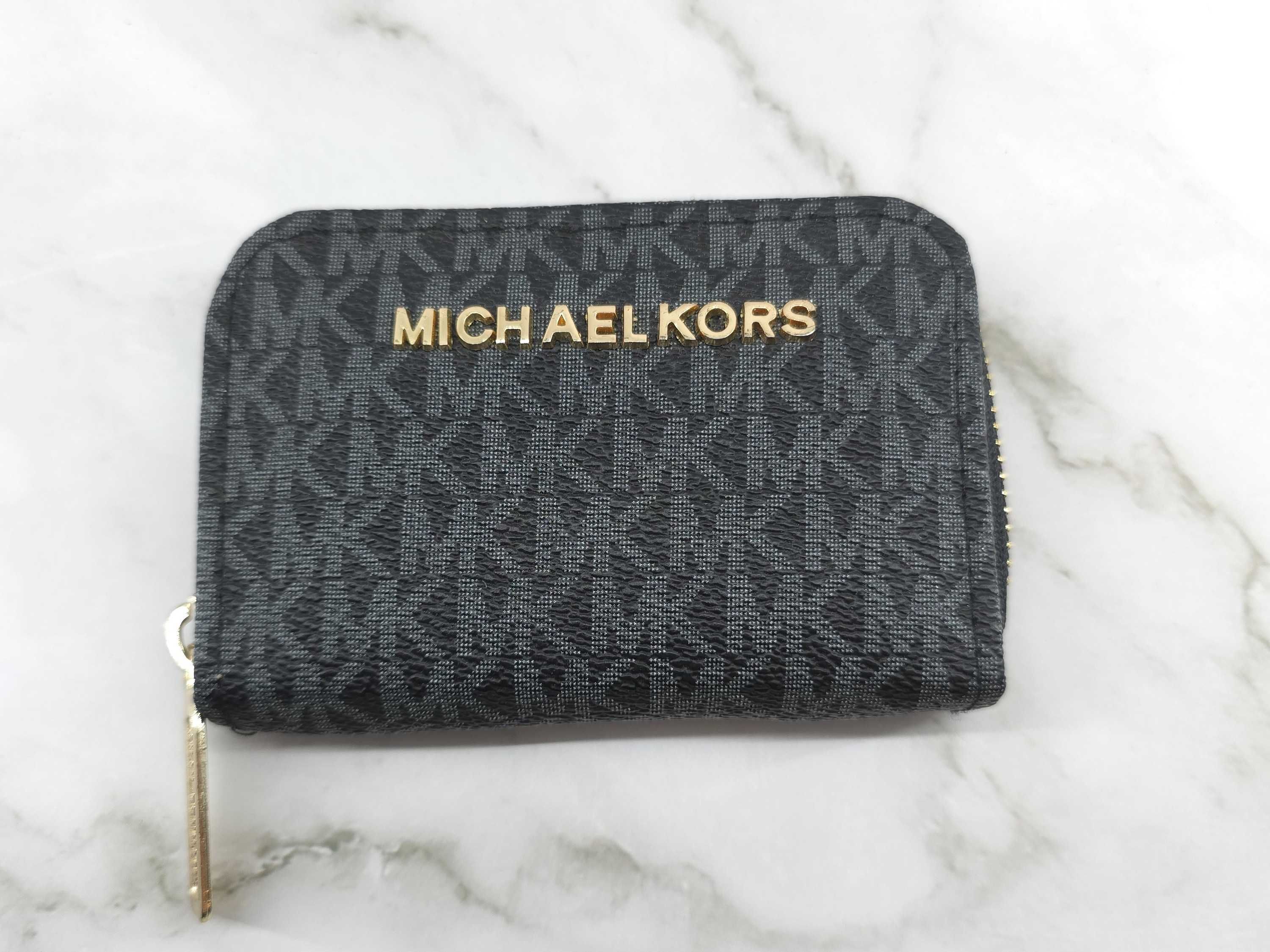 Mały portfelik portmonetka pularys szary czarny Micheal Kors