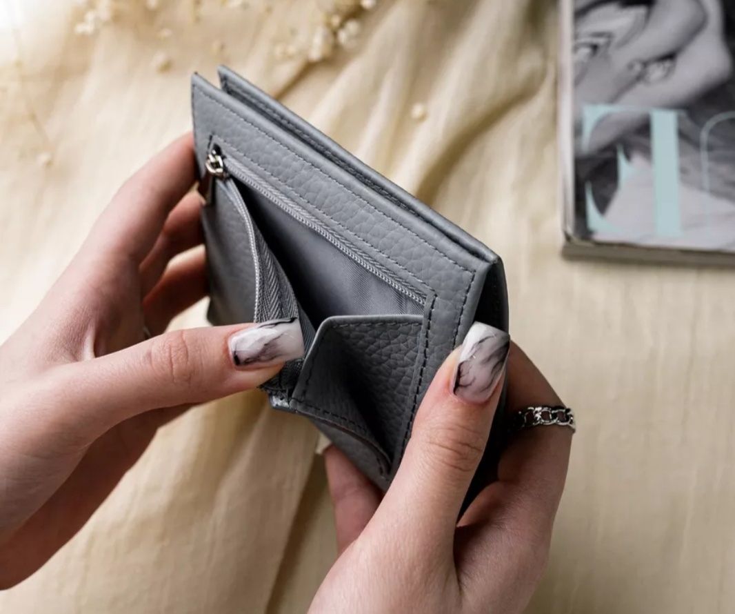 Маленький гаманець жіночий, натуральна шкіра, сірий