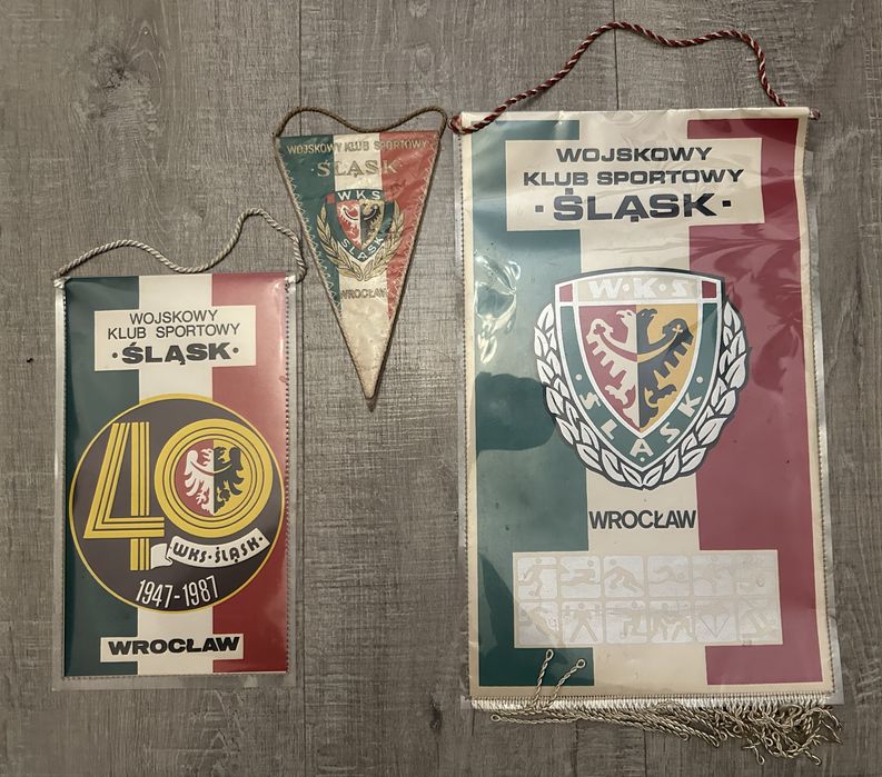 Śląsk Wrocław - proporczyk x3 - prl - zestaw
