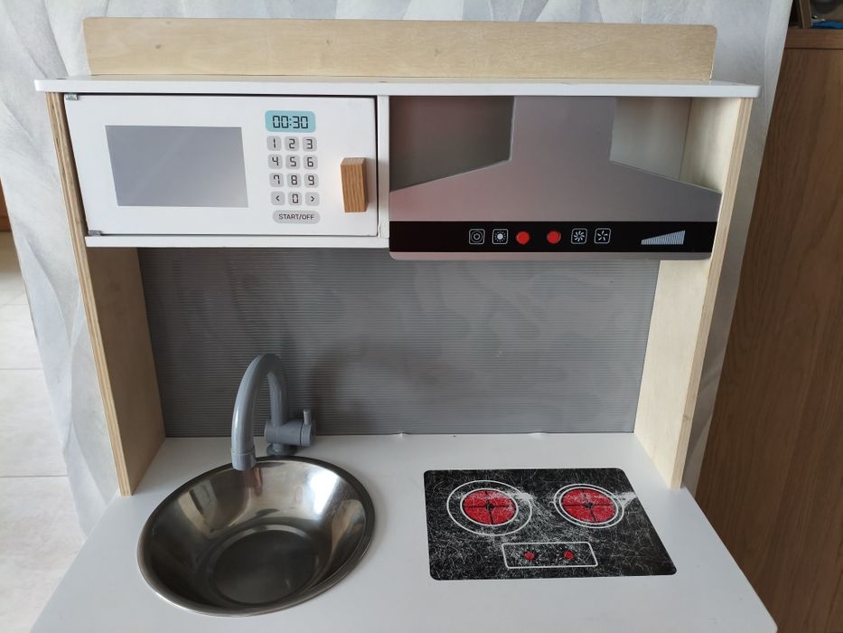 Drewniana Kuchnia dla dzieci Kinderplay zlew okap dźwięk