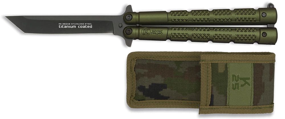 Nóż motylek K25/36249 Balisong Green