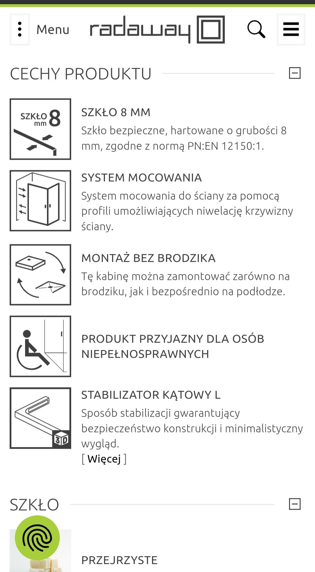 Szyba prysznic Walk-in 750 L Radaway