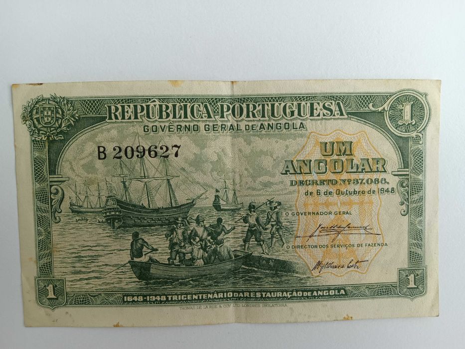 Nota rara de Angola - Um Angolar - 1948