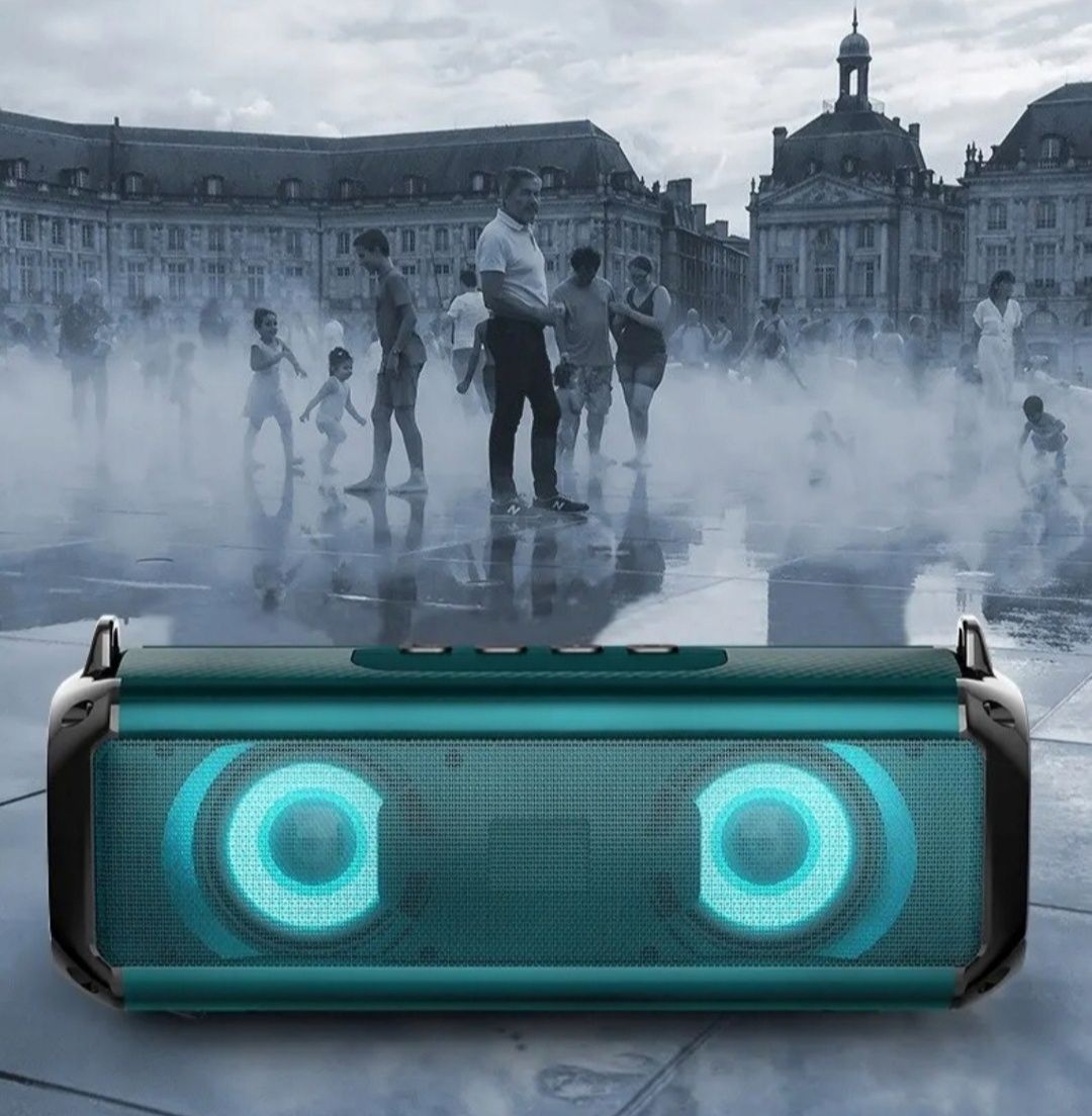 Głośnik bezprzewodowy przenośny LED boombox odtwarzacz bluetooth USB