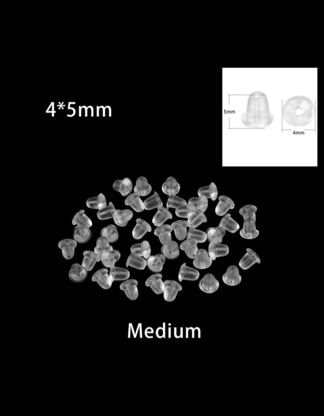 Заглушки-фіксатори силіконові для сережок, 4х5 мм.. 200 шт