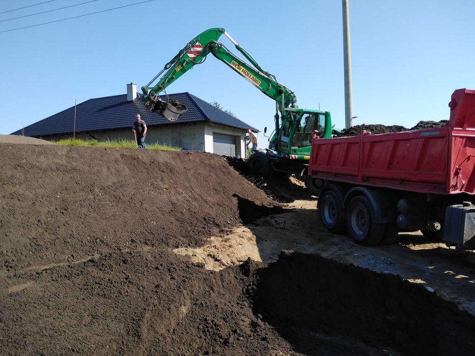 Prace Ziemne Usługi Koparko-Ładowarką , Koparką obrotowa wykopy, niwel