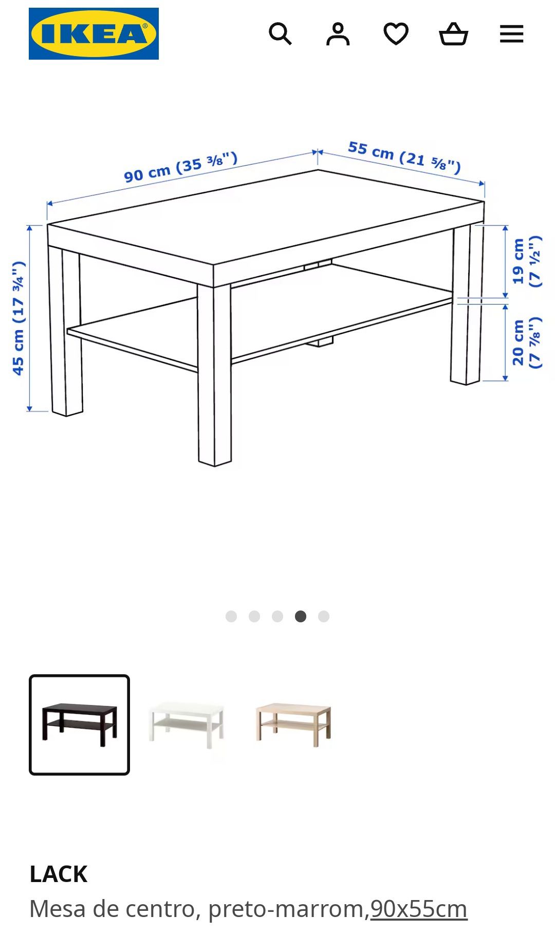 Conjunto de 2 mesas de centro Lack preto-marron 90×55cm e  55×55cm