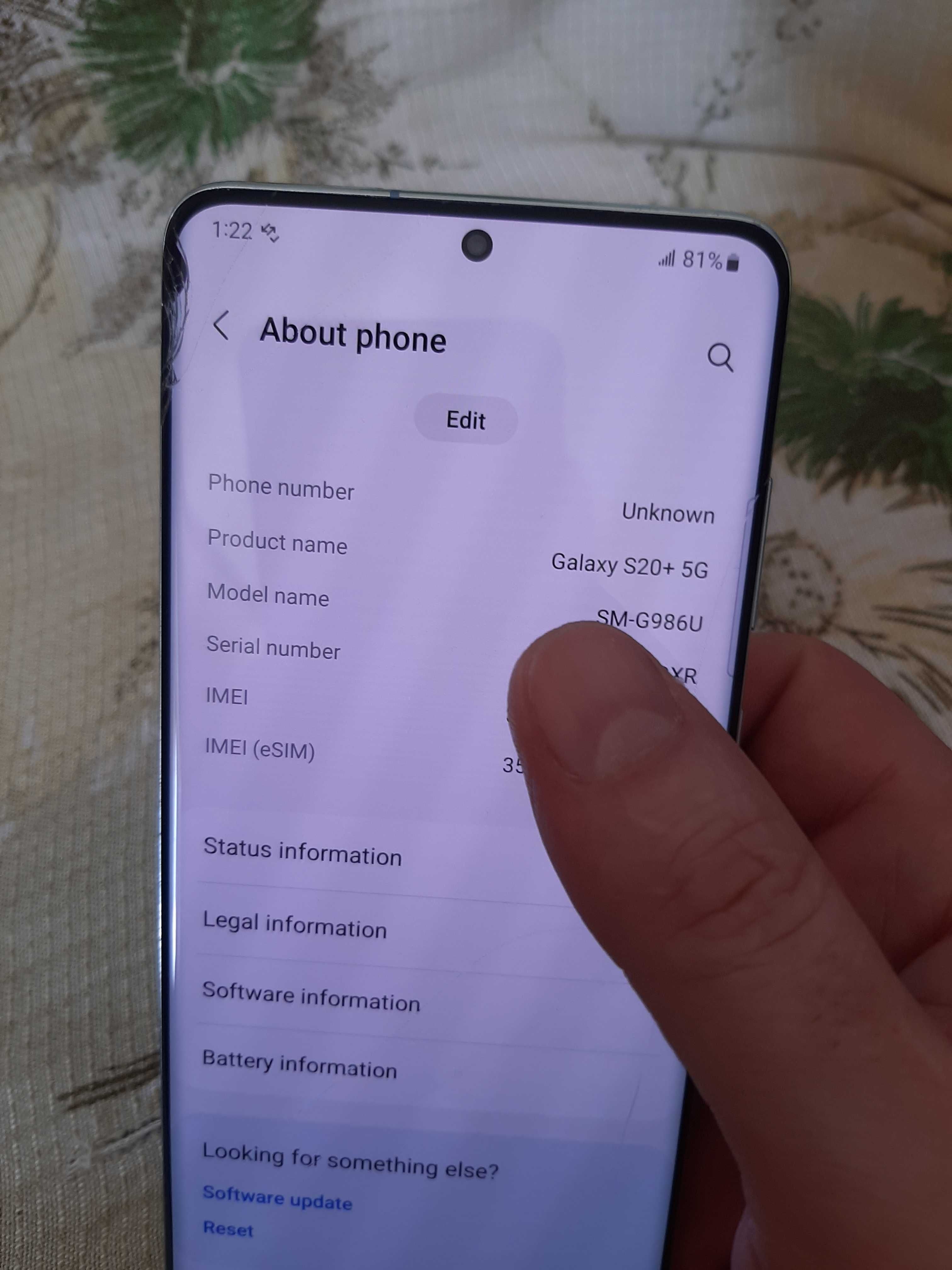 Телефон Samsung Galaxy S20+ 5G 12Gb 128Gb 2Sim розбитий екран
