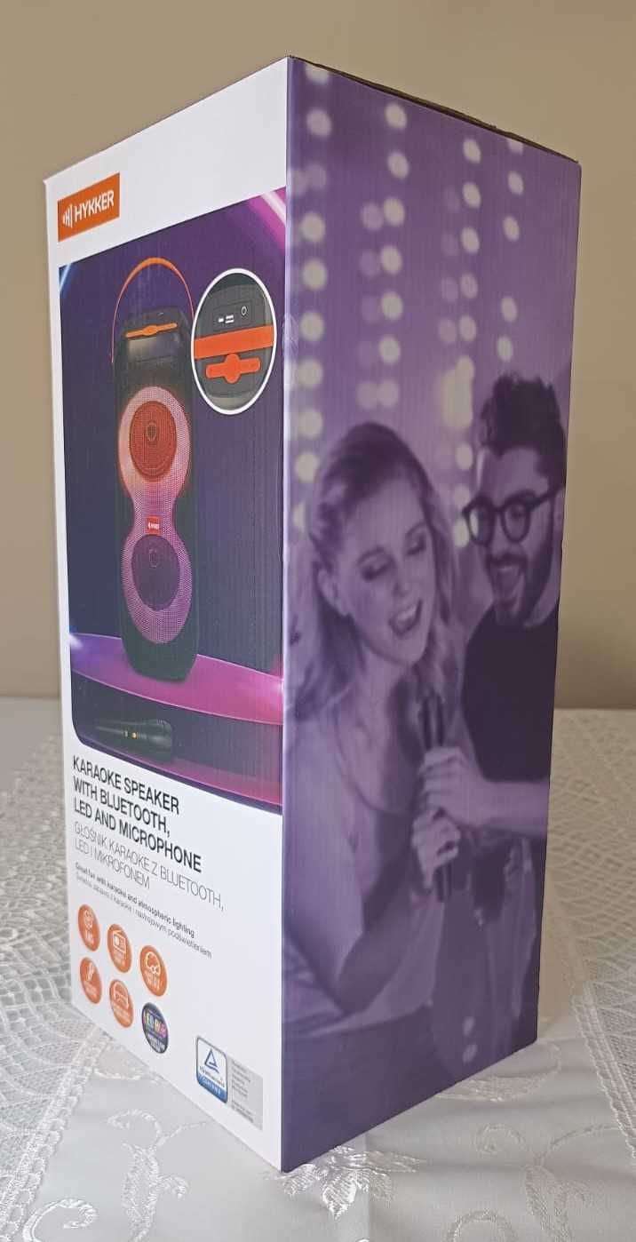 Głośnik karaoke HYKKER z mikrofonem, Bluetooth, LED RGB