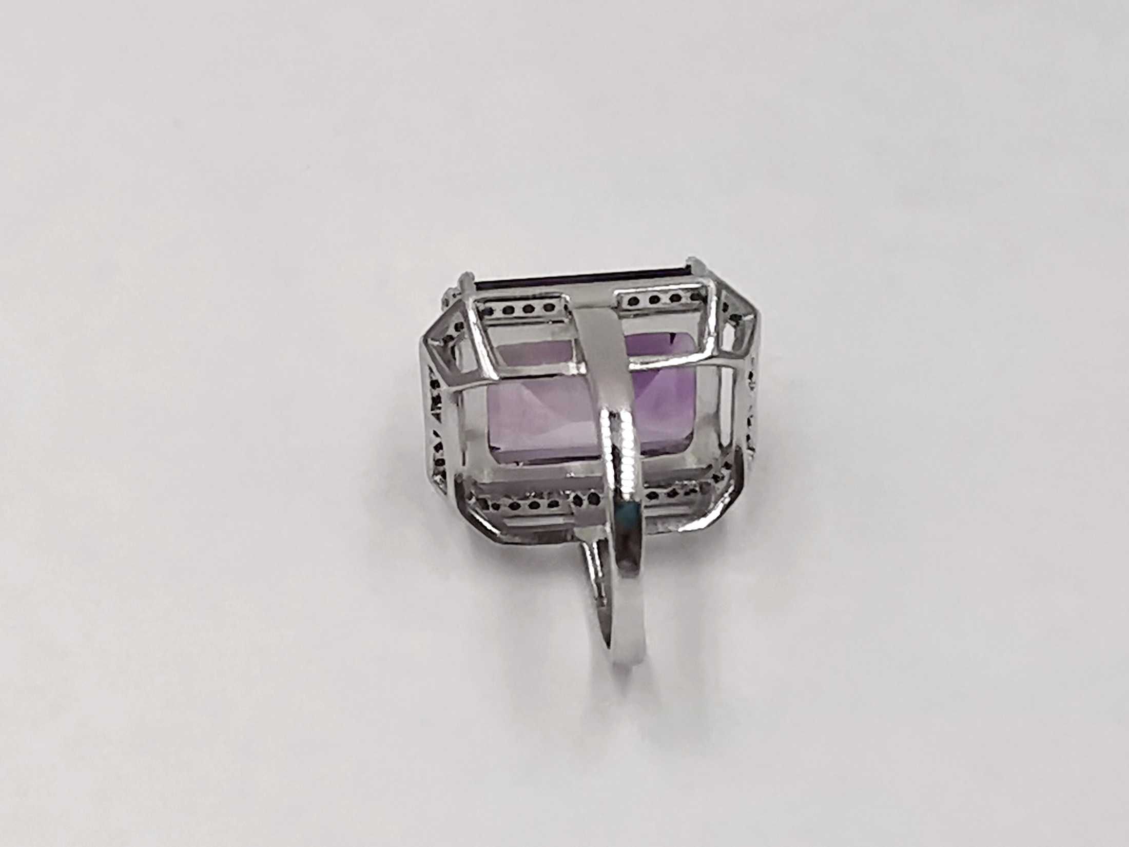 pierścionek srebro 925 ametyst 16,47 ct 9,51 g certyfikat