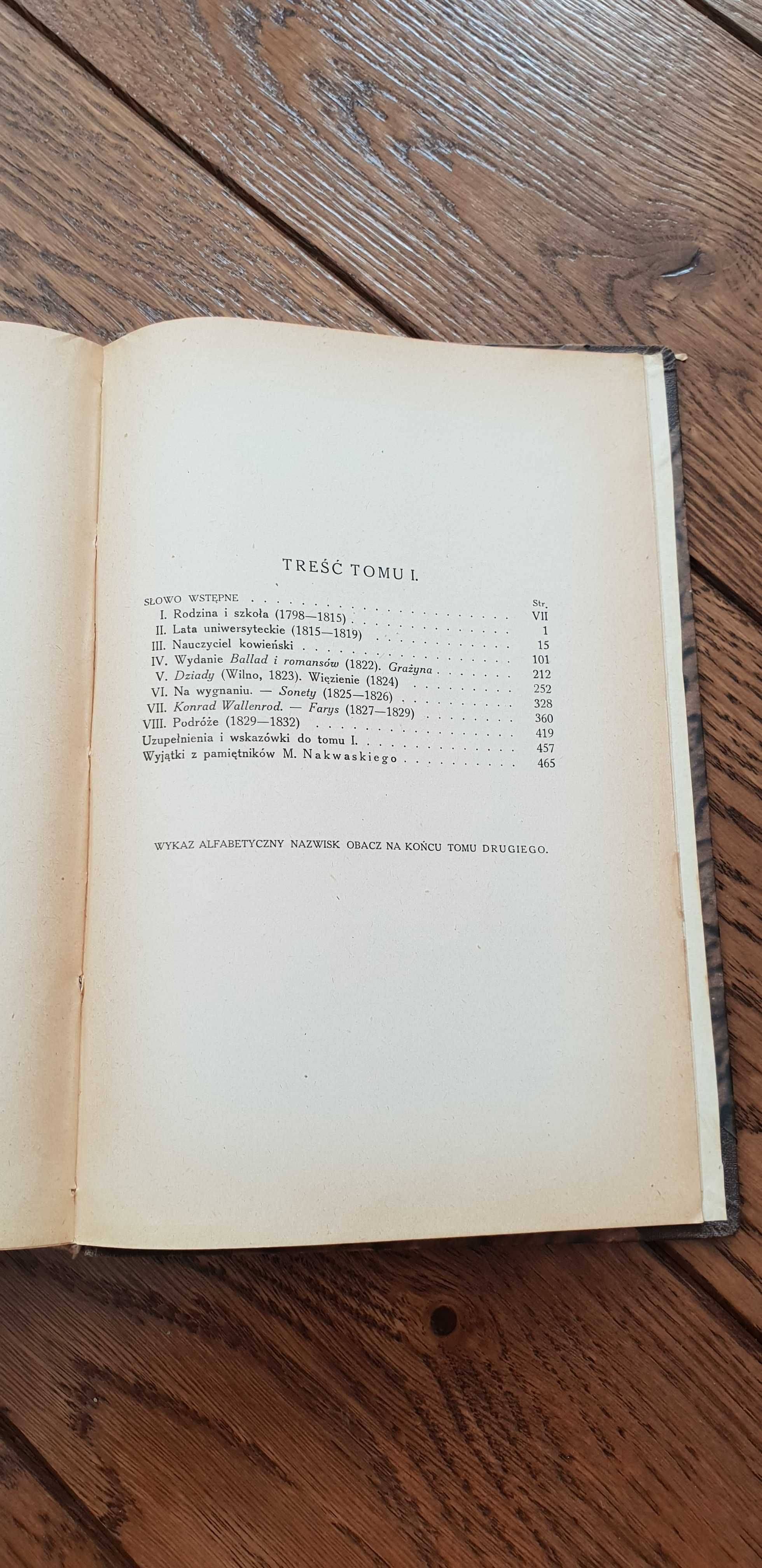 Książka rok 1926 "Adam Mickiewicz" J. Kallenbah - tom I - 97 lat