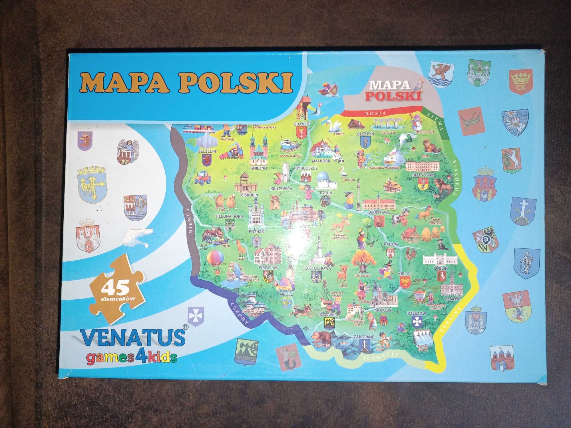 Zabawki gra edukacyjne puzzle mapa Polski bardzo ciekawe