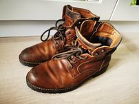 Stylowe buty botki ruda skóra naturalna włoska manufaktura r. 41