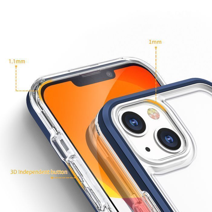 Clear 3In1 Etui Do Iphone 13 Mini Żelowy Pokrowiec Z Ramką Niebieski