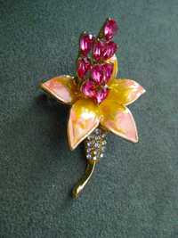 Alfinete / Broche / Pregadeira Flor c/ Cristais NOVO