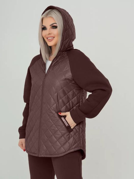 Теплий жіночій стьобаний костюм двійка : стьобана куртка та штани.48-6