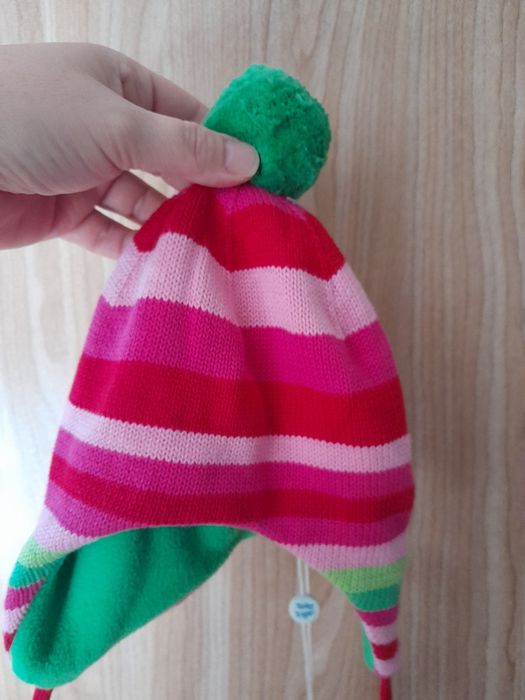 Czapeczka dla dziewczynki wiazana 1-2latka