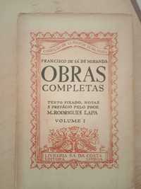 Francisco Sá de Miranda, Obras Completas (volume I)