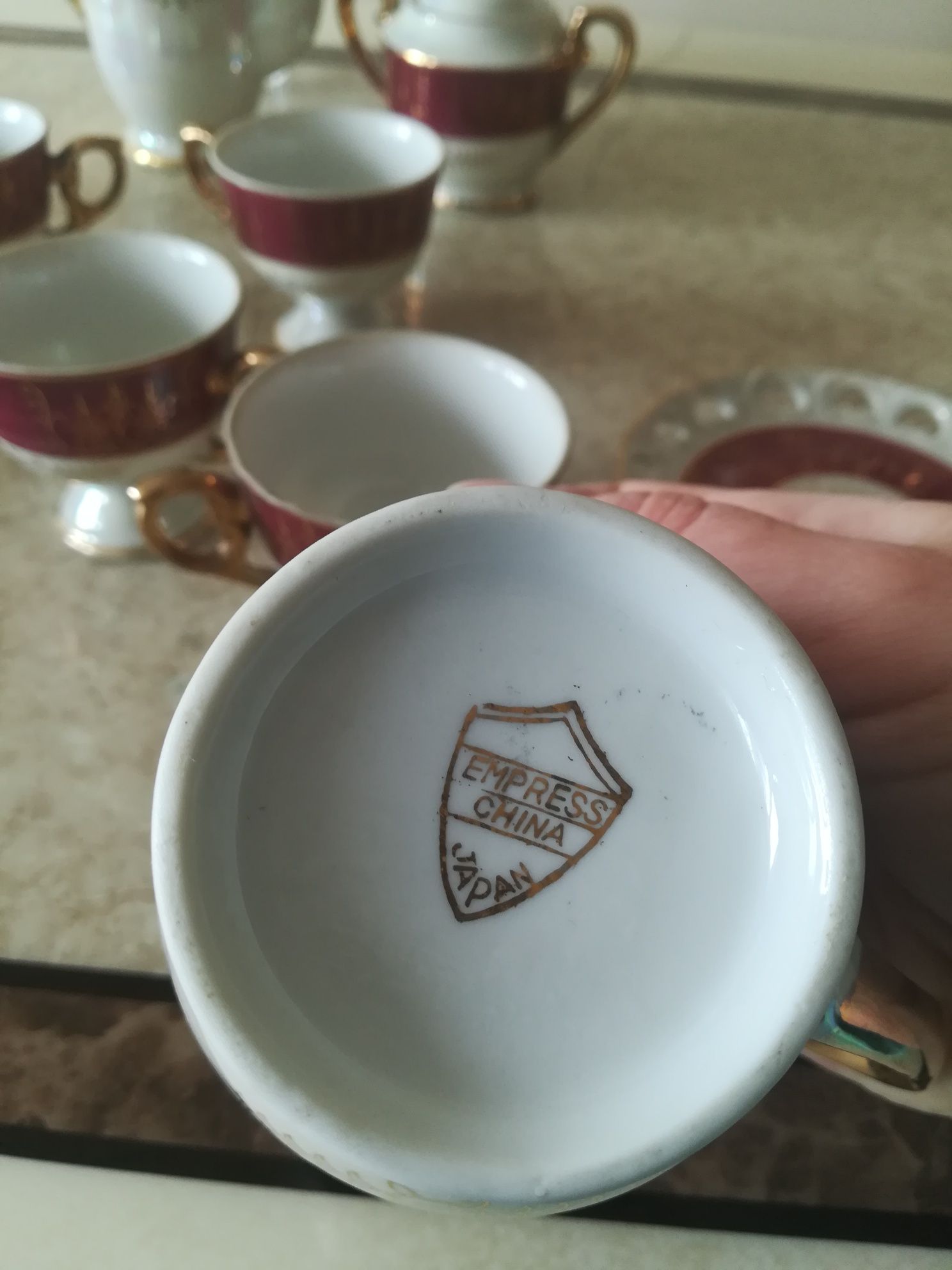 Сервіз кавовий фарфоровий з позолотою Empress china japan 15 предметів