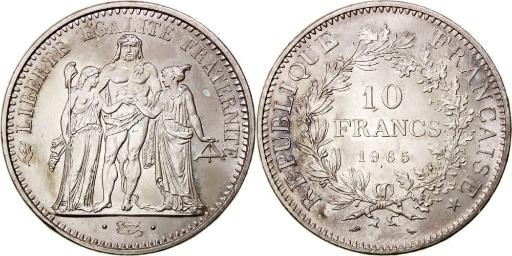 Moeda 10 Francs ano 1965