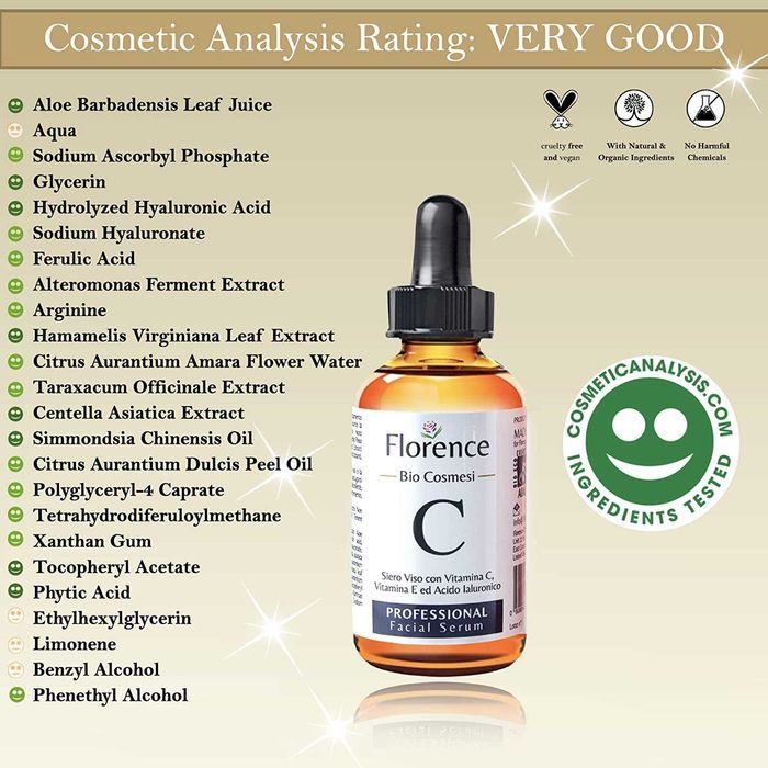 Bio Sérum facial com vitamina C, E, ácido hialurónico puro 100% orgâni