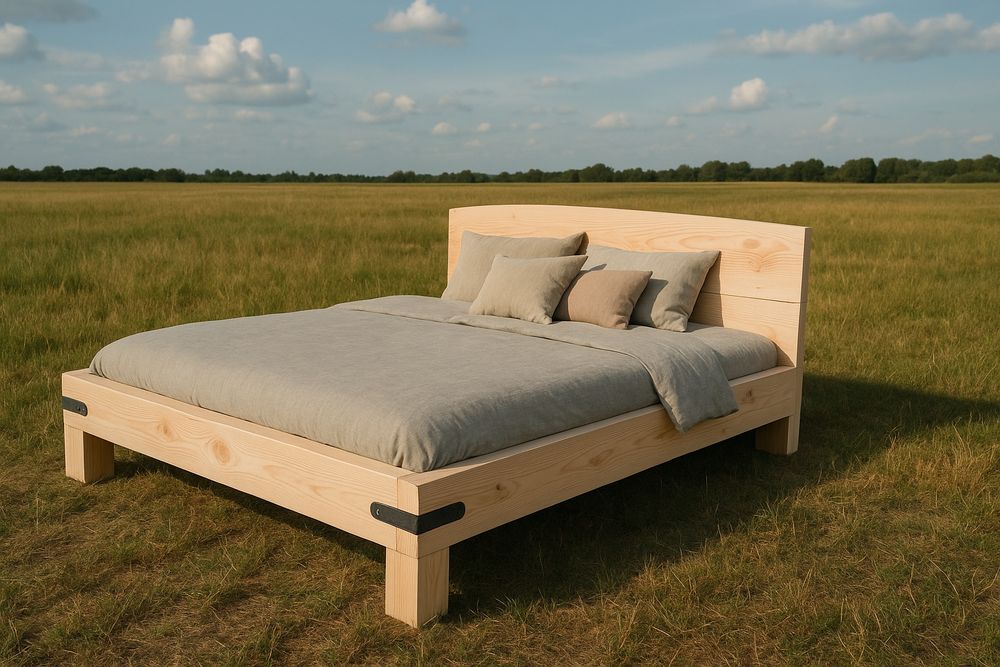 Ręcznie robione łóżko sosnowe 200x200 – naturalne drewno