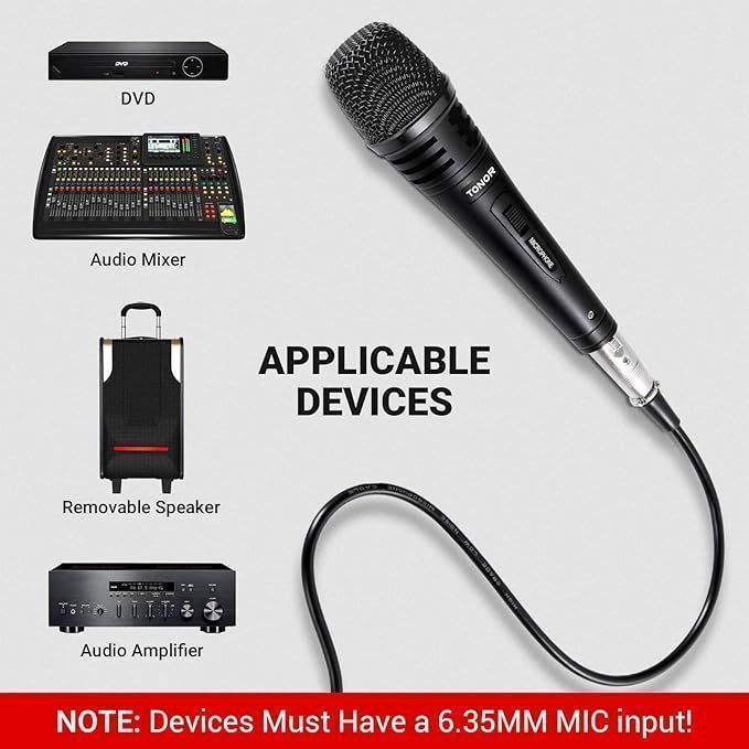 Tonor K1 Dynamiczny Mikrofon Z Kablem Xlr 5 M, Jack 6,35 Mm