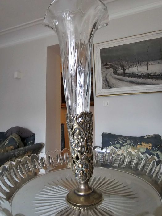 Przepiękna XIXw srebrzona etażera warszawska fabryki Gustawa Hennigera