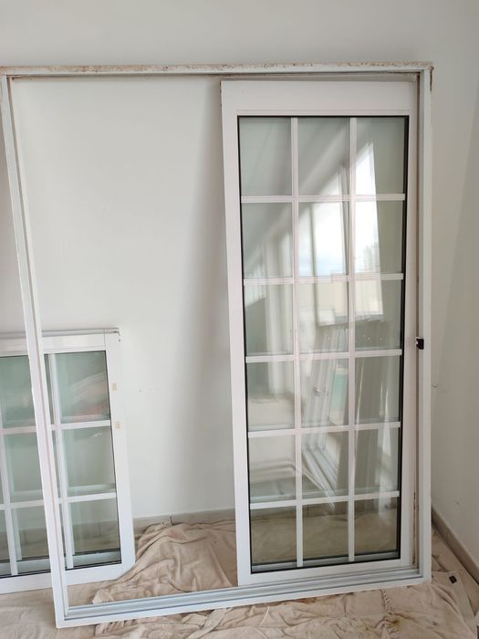 Conjunto de janelas vidro duplos alumínio